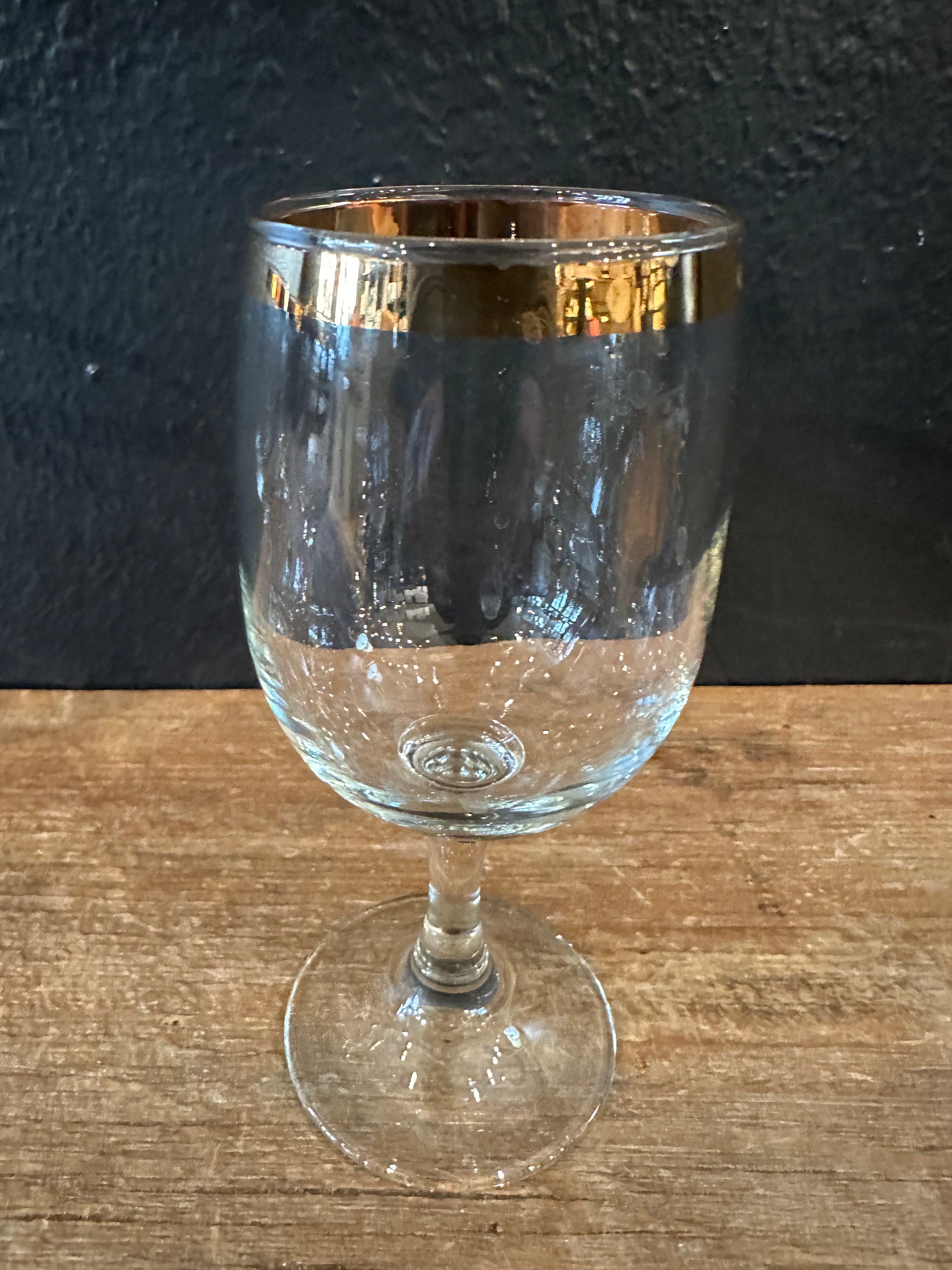 Vintage Gold Rimmed Wine Glasses | Set Of Four