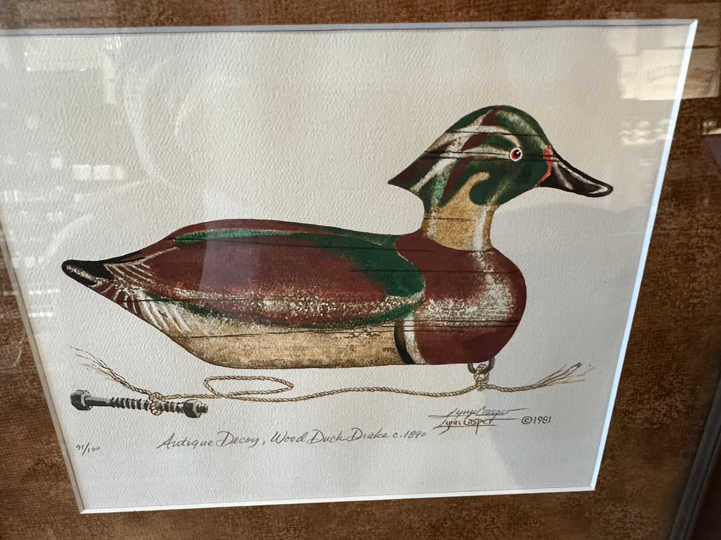 Lynn Casper Duck Decoy Print in Frame