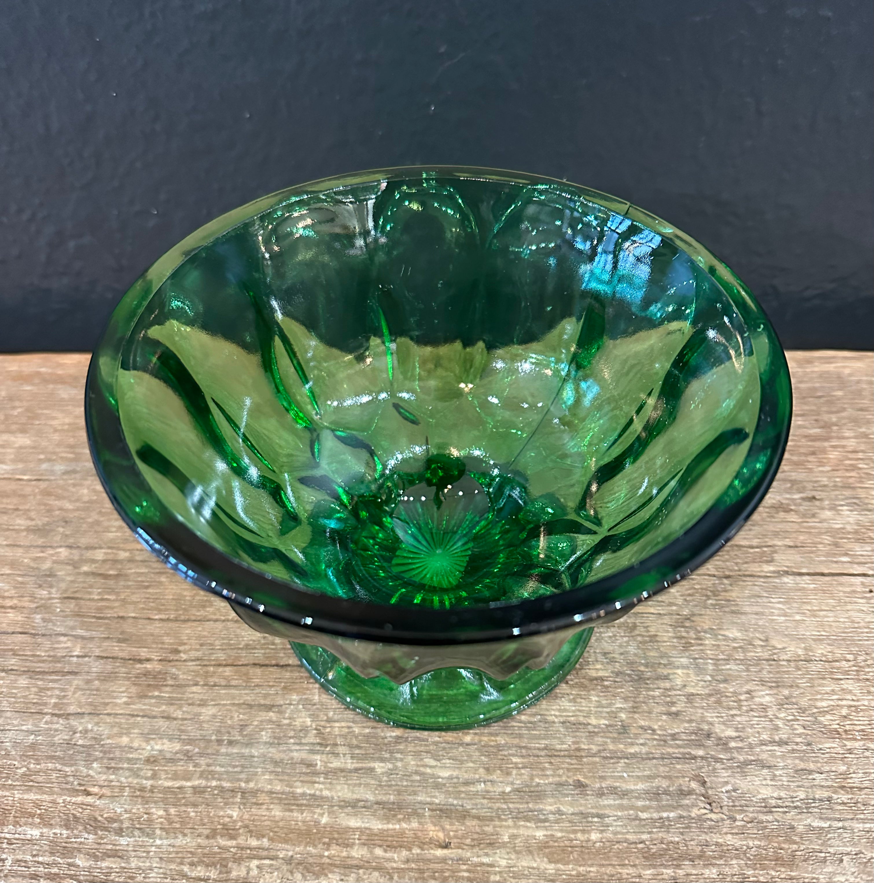 Anchor Hocking Fairfield Pattern Green Candy Dish