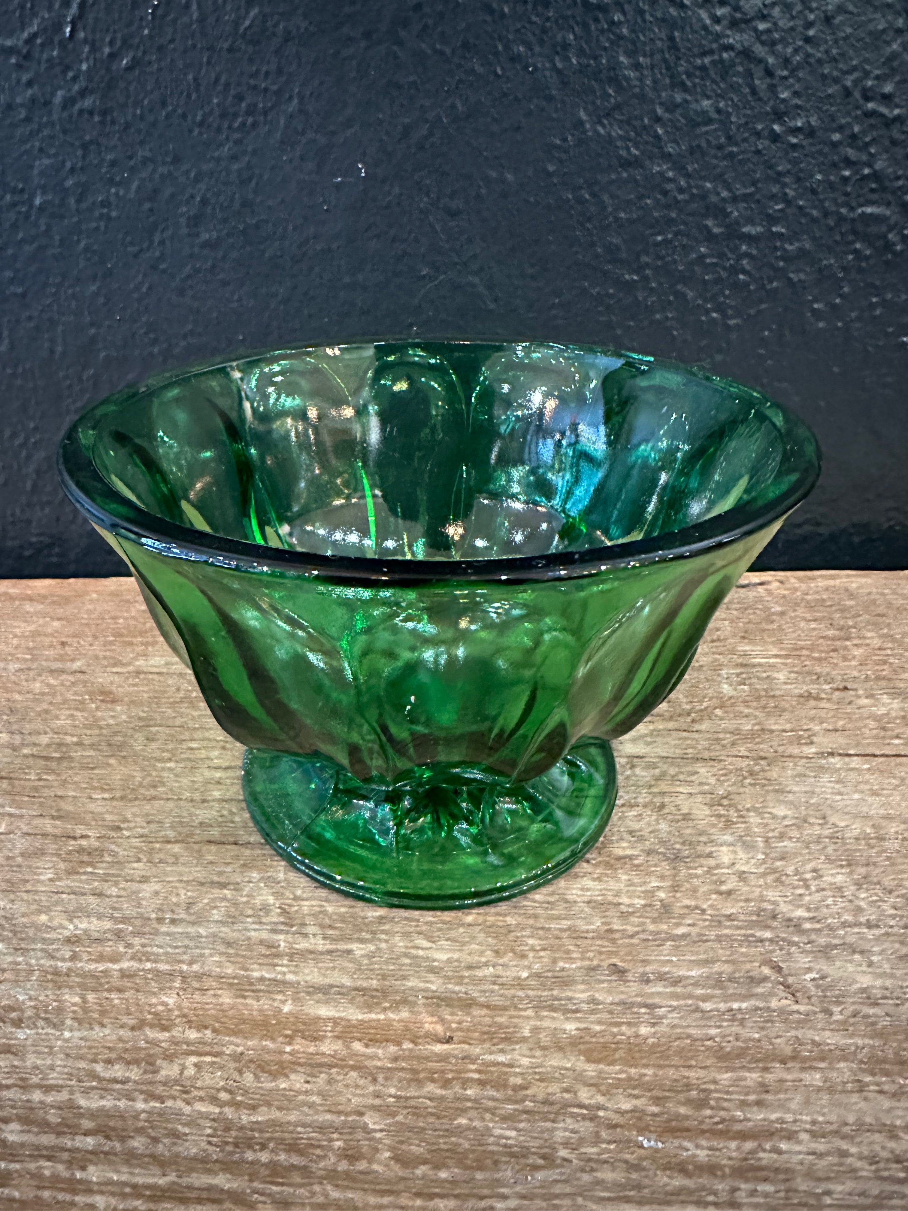 Anchor Hocking Fairfield Pattern Green Candy Dish