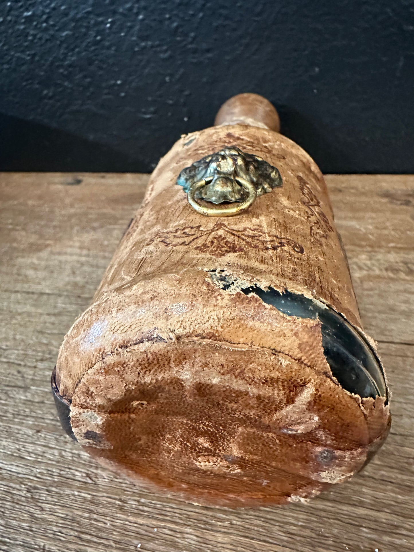 Vintage Italian Leather Wrapped Bottle