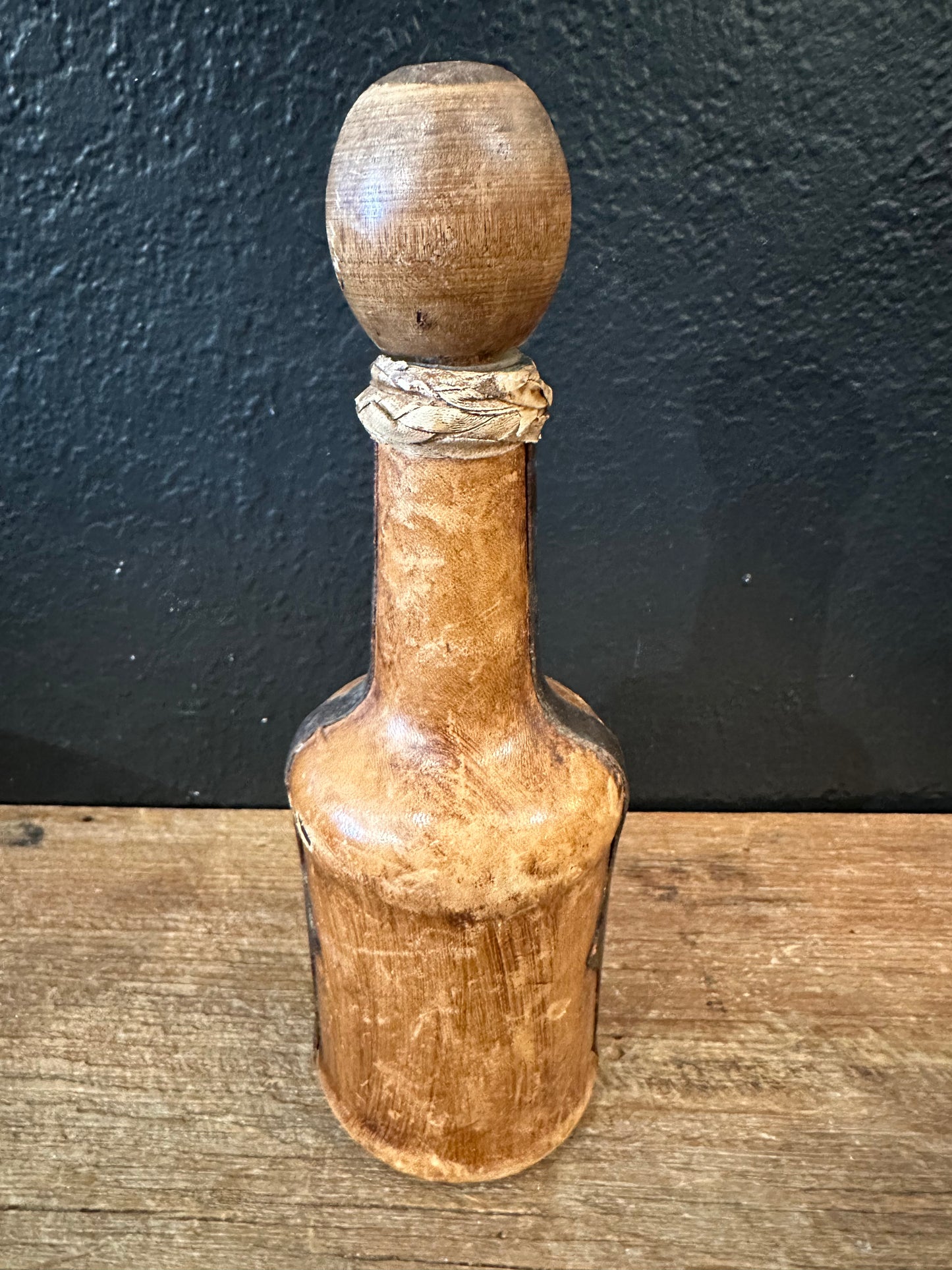 Vintage Italian Leather Wrapped Bottle