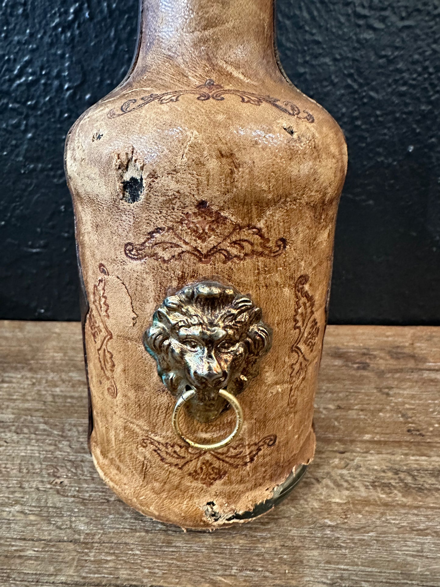 Vintage Italian Leather Wrapped Bottle