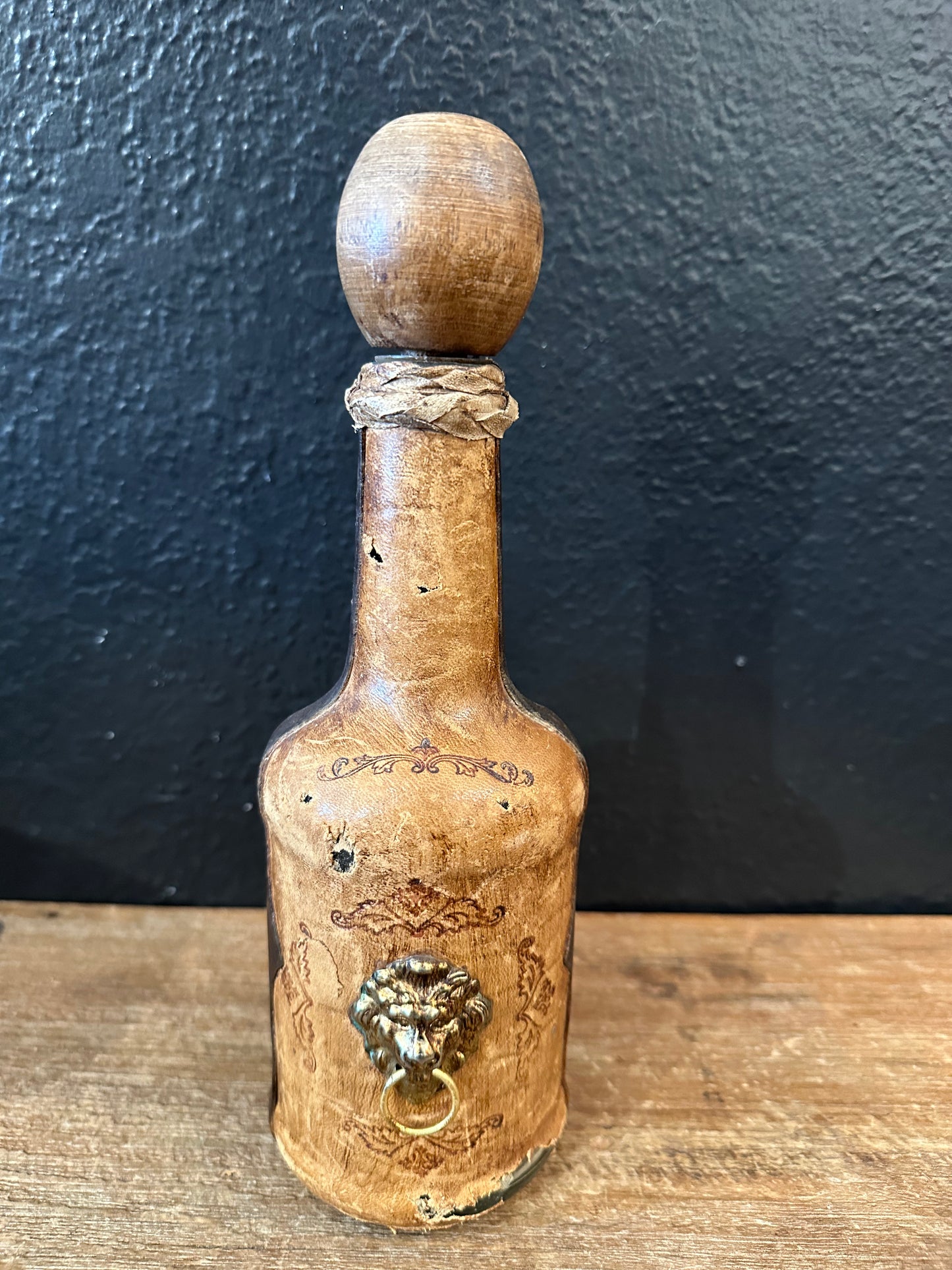 Vintage Italian Leather Wrapped Bottle