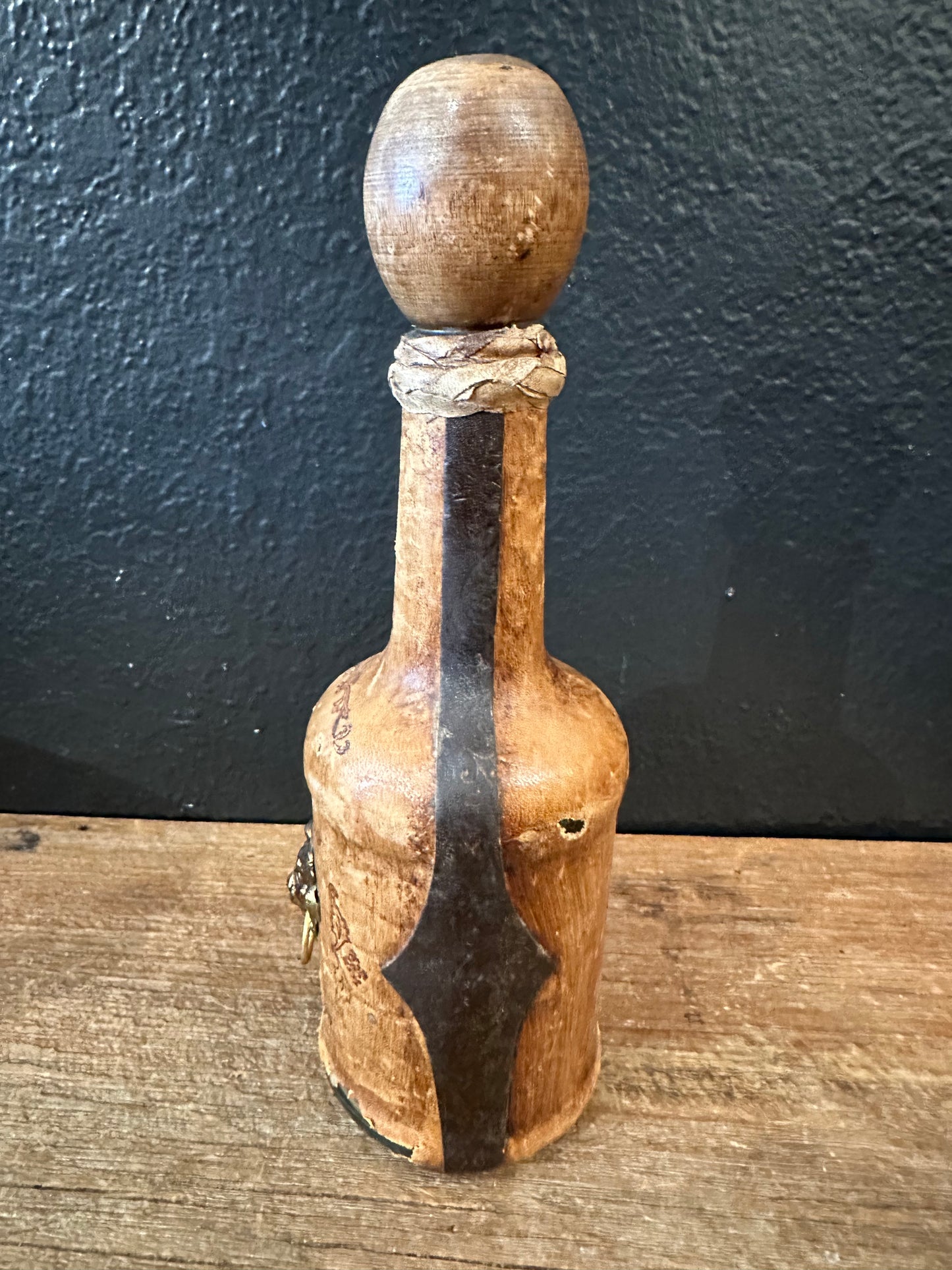 Vintage Italian Leather Wrapped Bottle