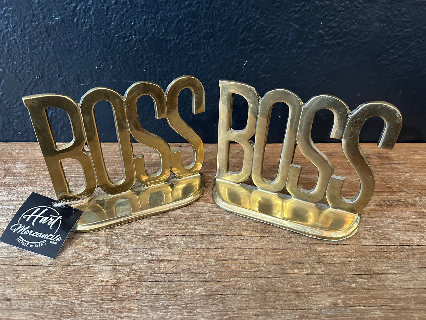 Brass “Boss” Book Ends
