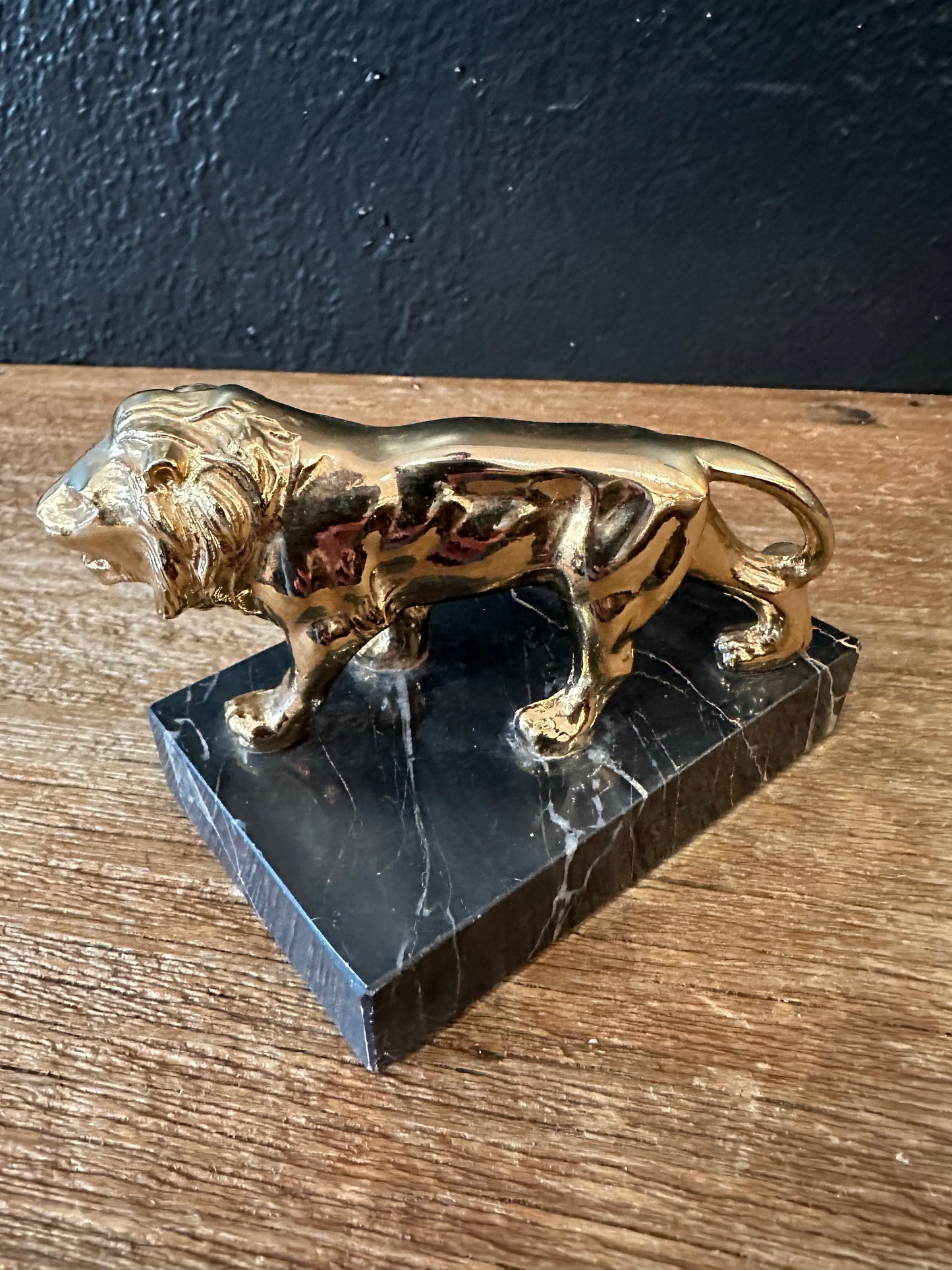Brass Lion | Marble Base