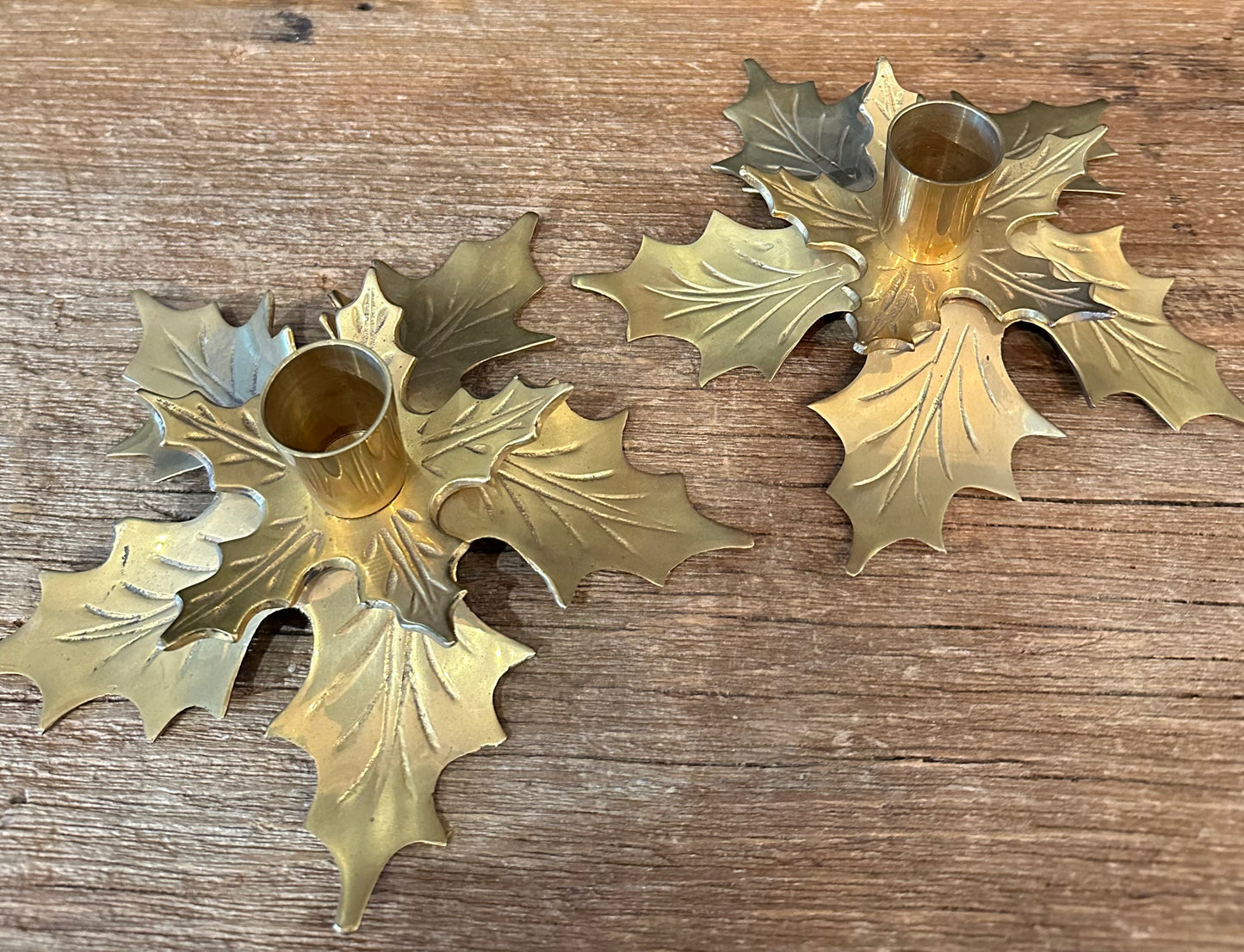 MCM Holly Leaf Candlestick Holder | Pair