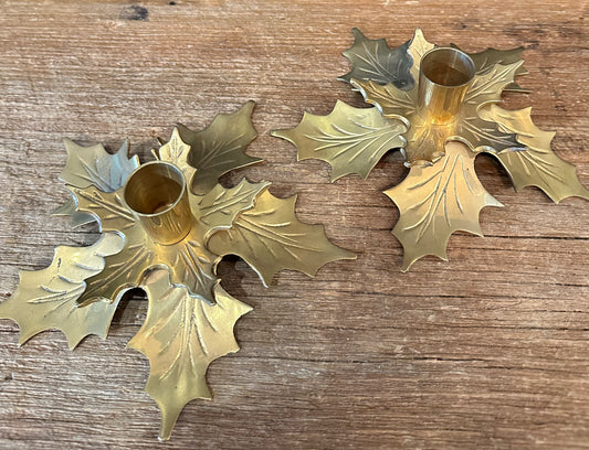 MCM Holly Leaf Candlestick Holder | Pair