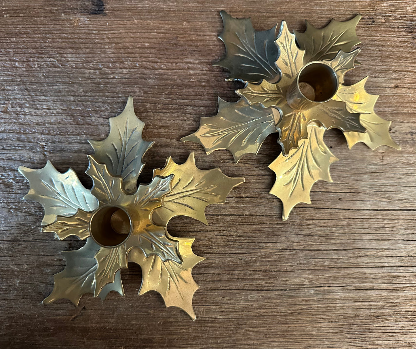 MCM Holly Leaf Candlestick Holder | Pair
