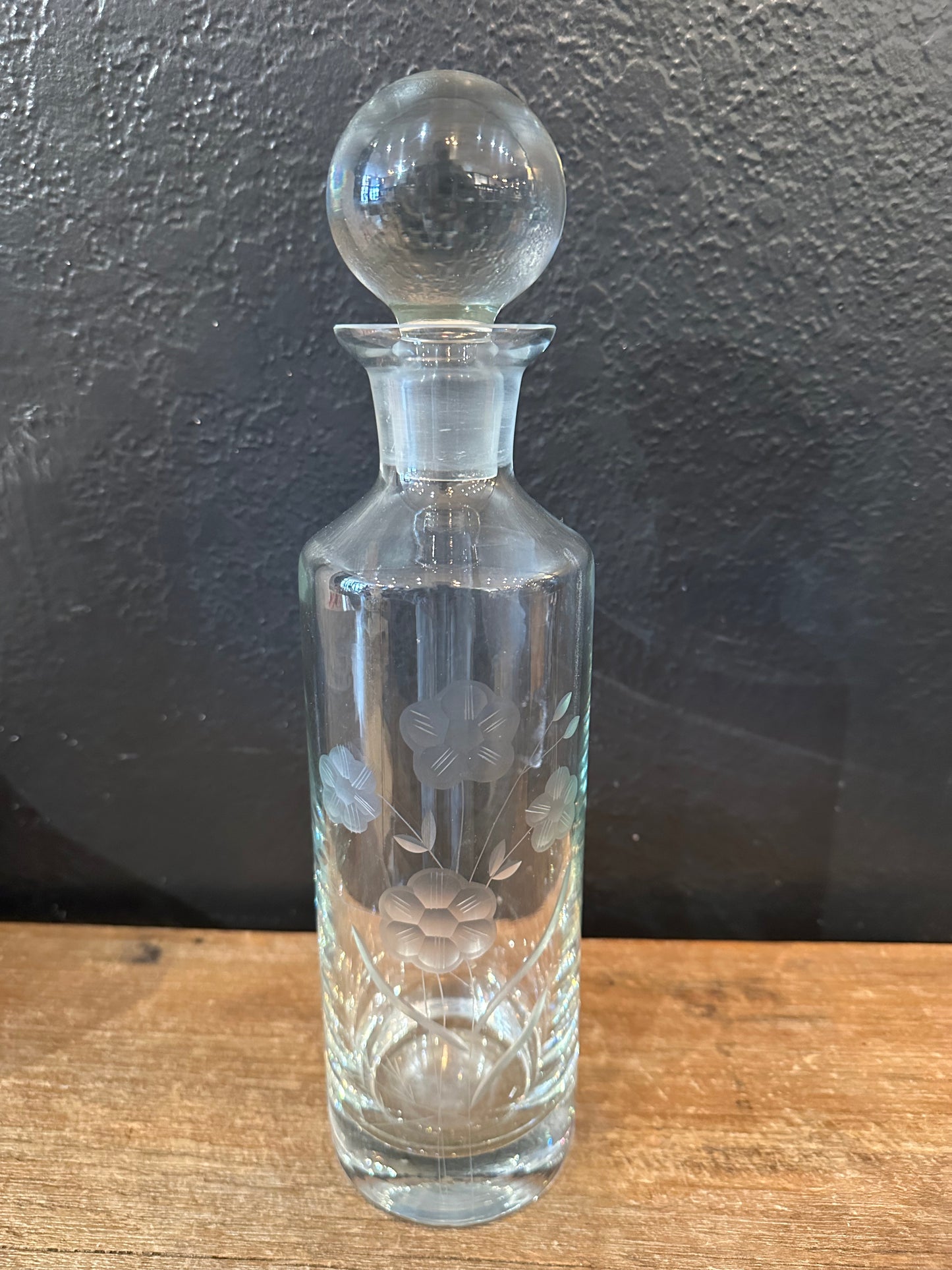 Etched Floral Decanter