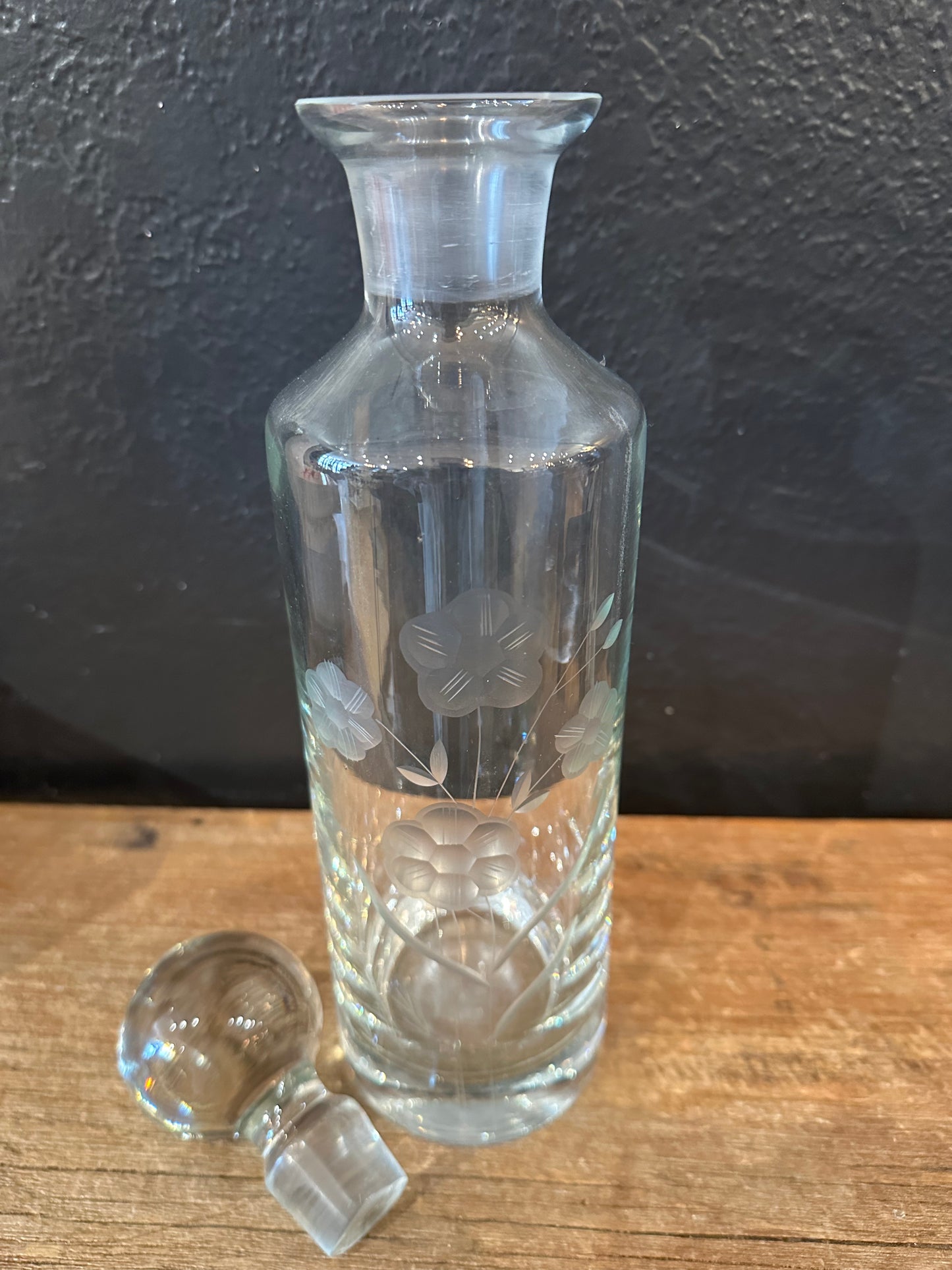 Etched Floral Decanter