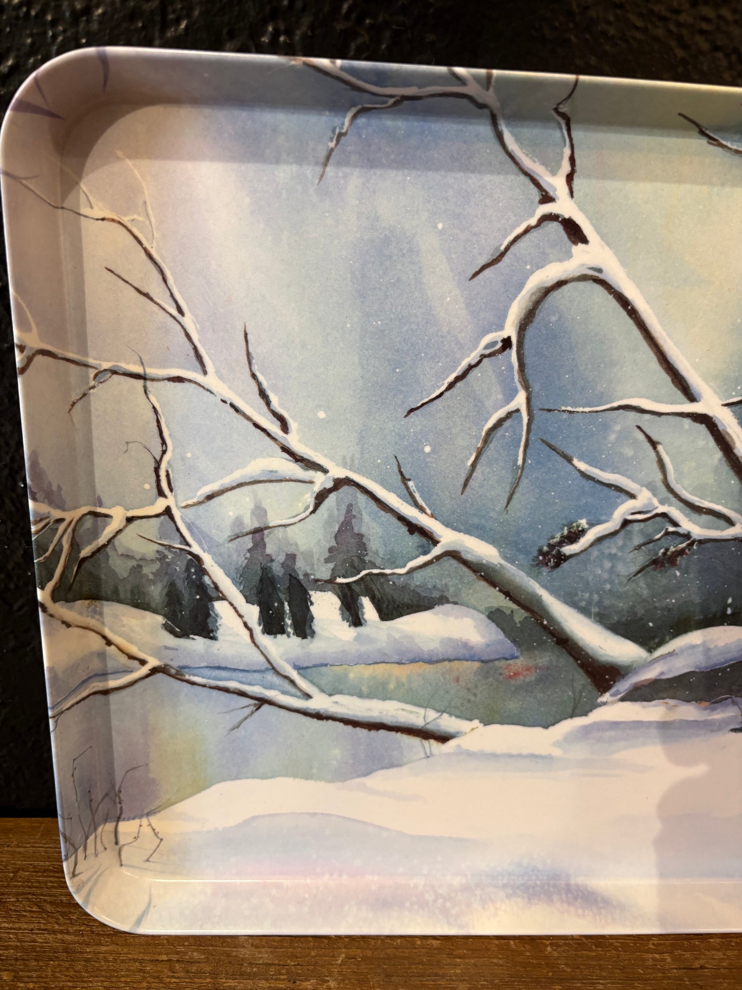 Melamine Tray|Winter Scene with Buck|Made in Italy
