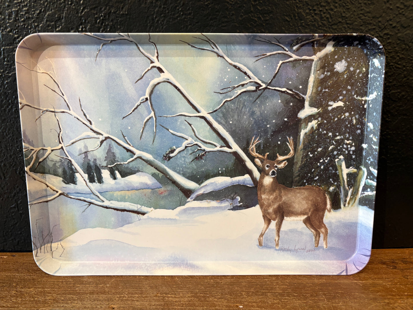 Melamine Tray|Winter Scene with Buck|Made in Italy