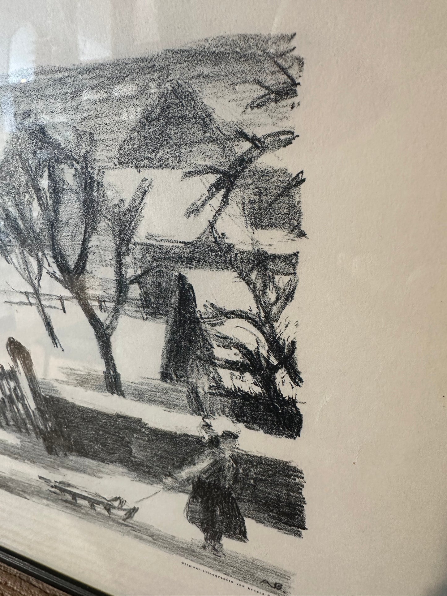 Original Lithograph Country Scene by Von Arnold Brugger