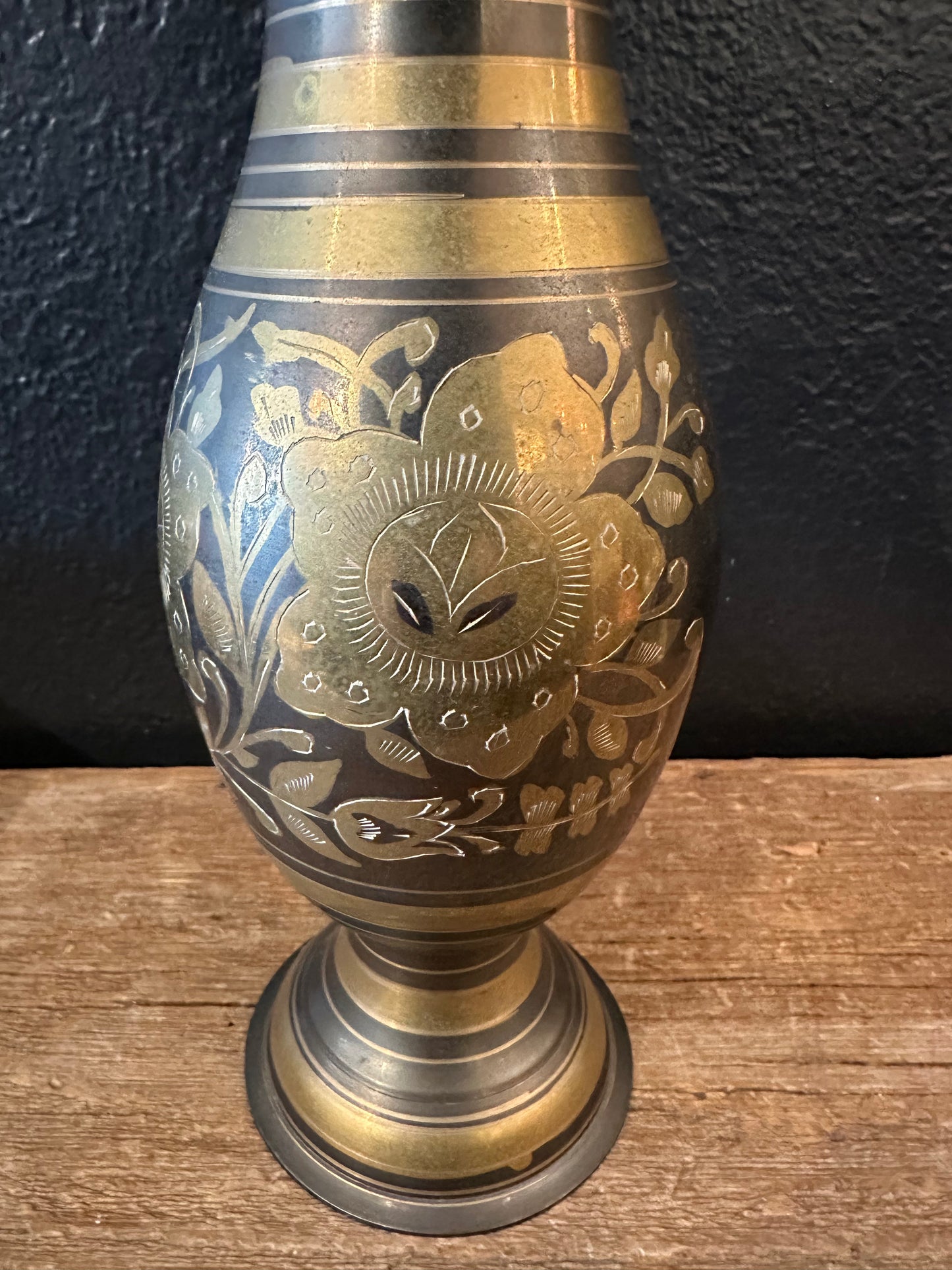 Brass Etched Vase