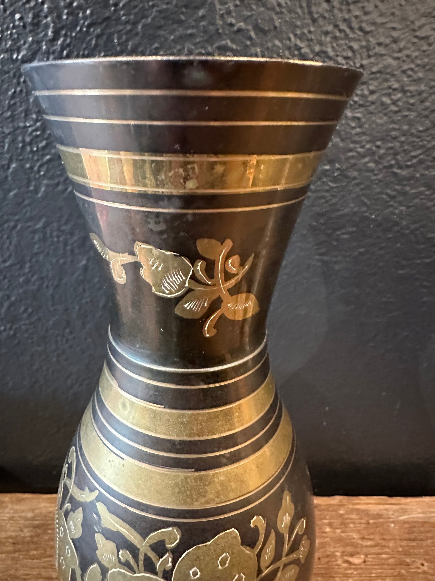Brass Etched Vase