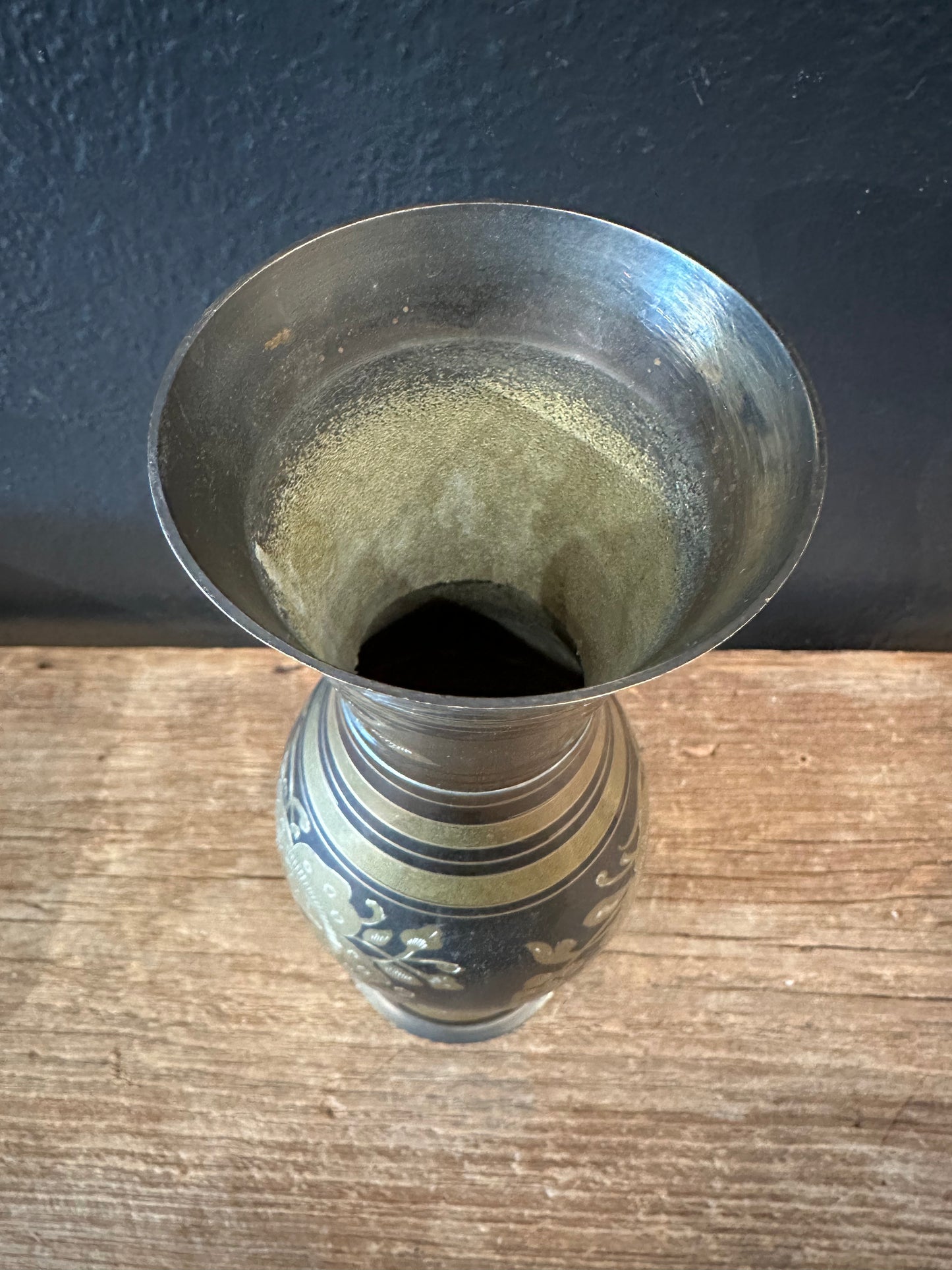 Brass Etched Vase