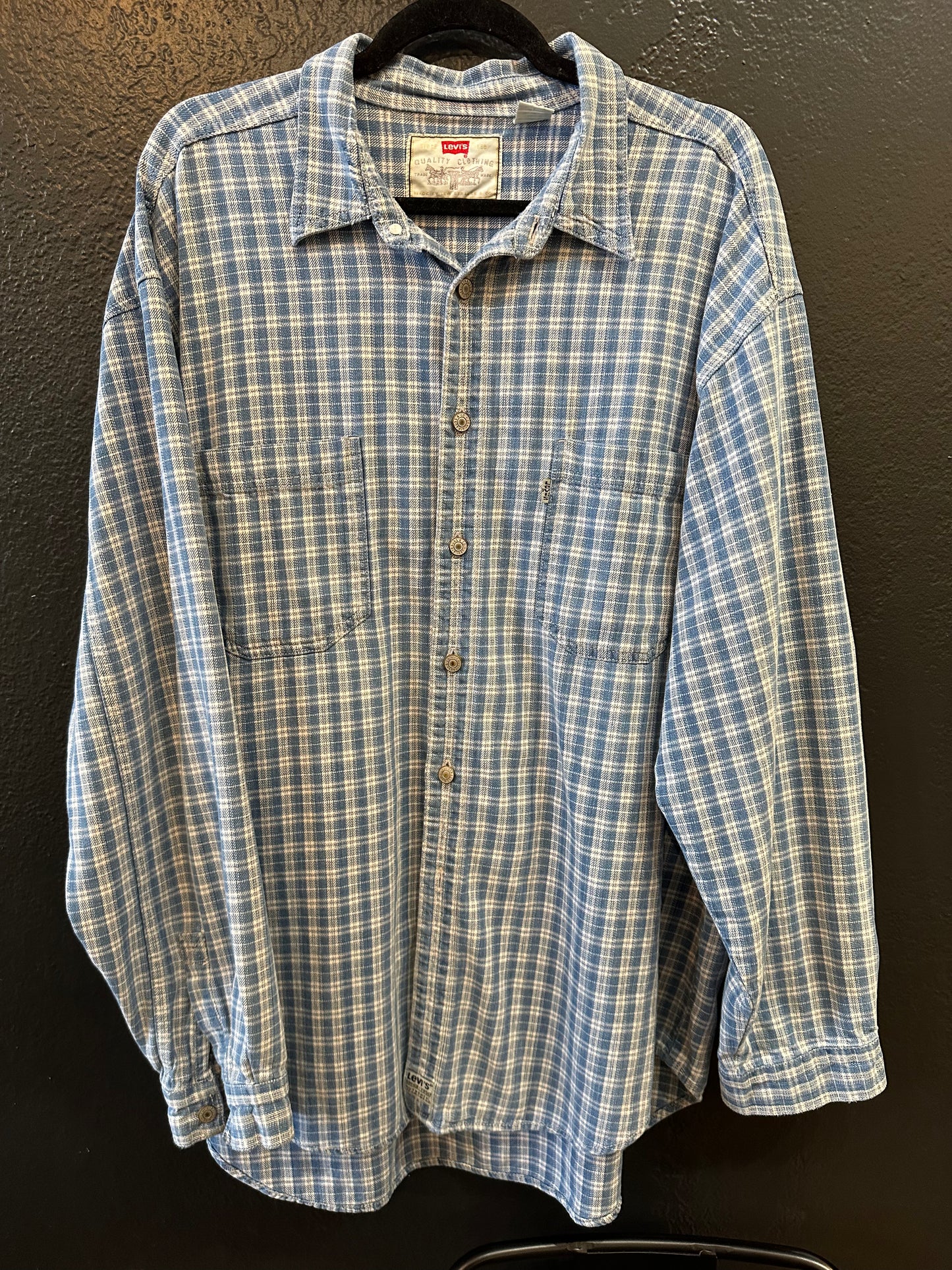 Levi’s Blue Plaid Shirt | X-Large