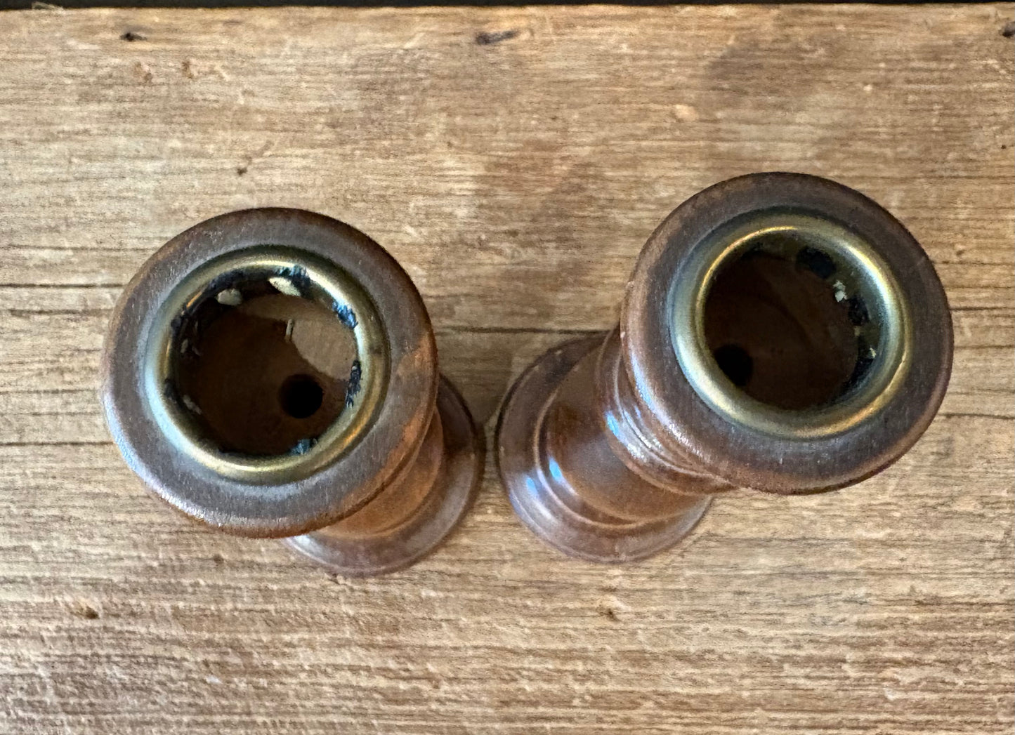 Vintage Wood Turned Taper Candlesticks