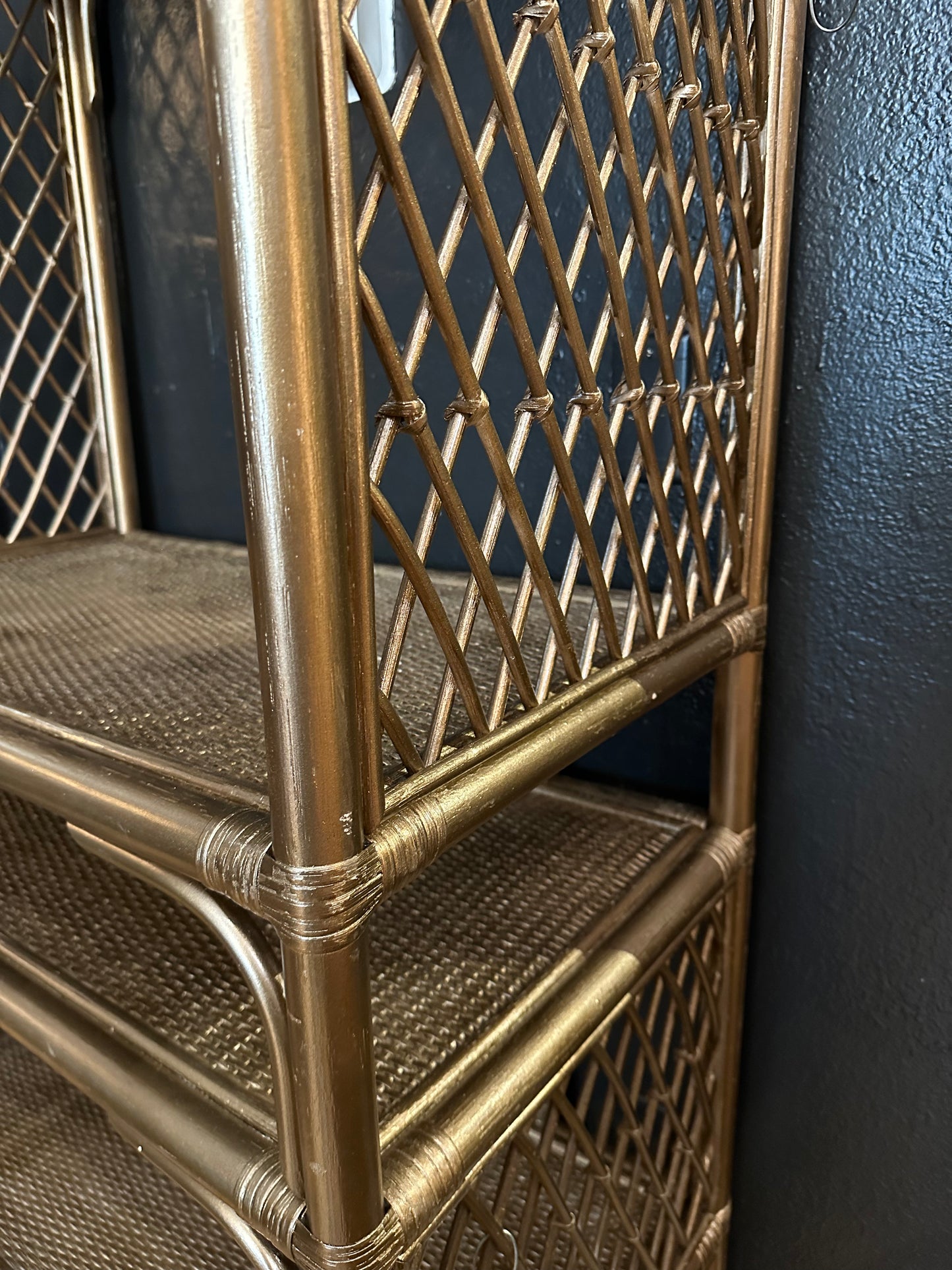 Gold Painted Wicker Shelves