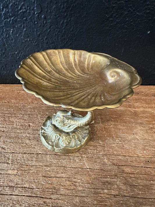 Vintage Brass Seashell Soap Dish