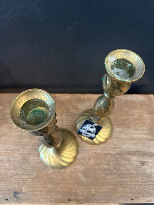 Vintage “Swirl” Brass Candlesticks