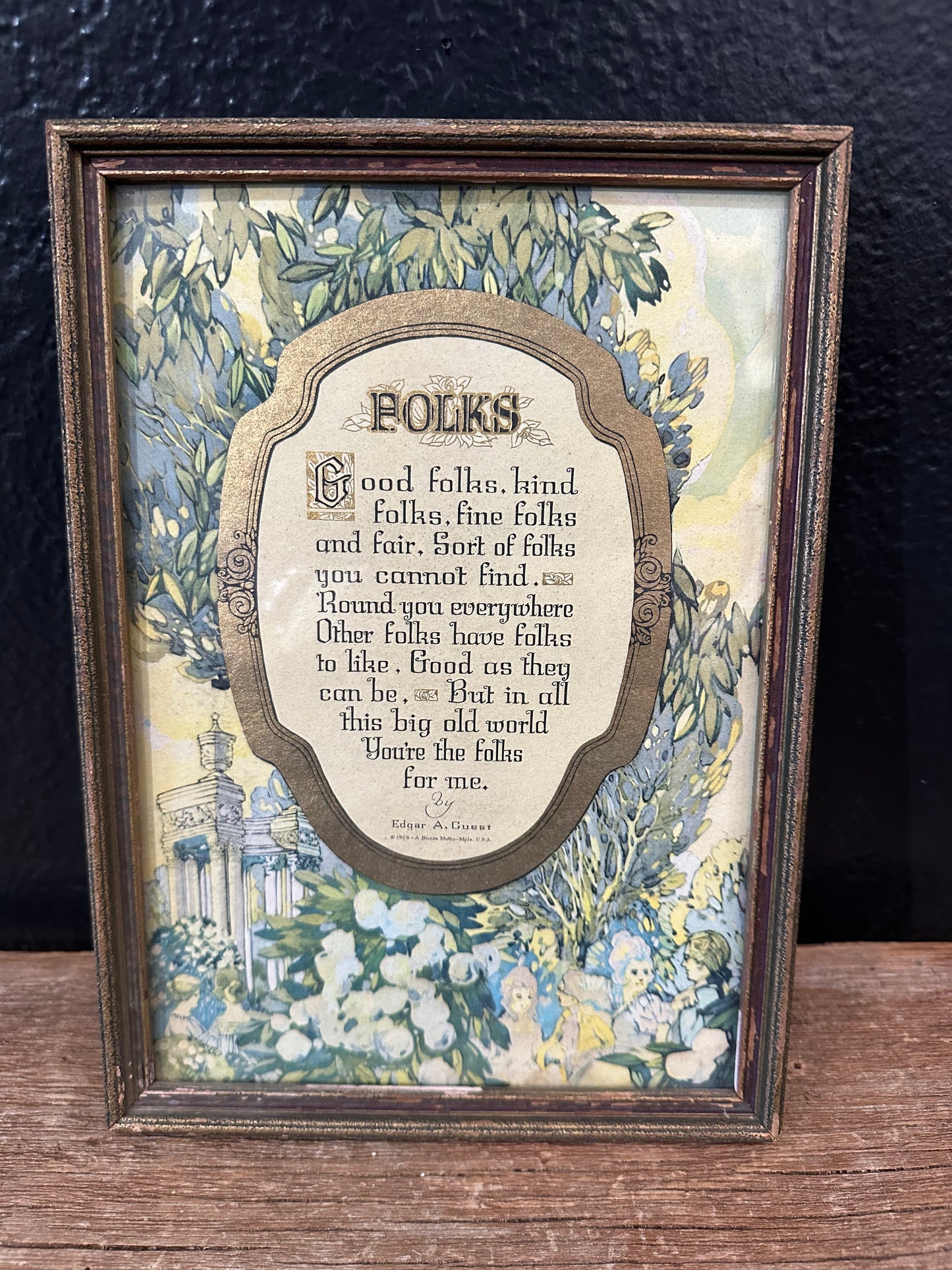 ‘Folks’ 1924 Framed Poem