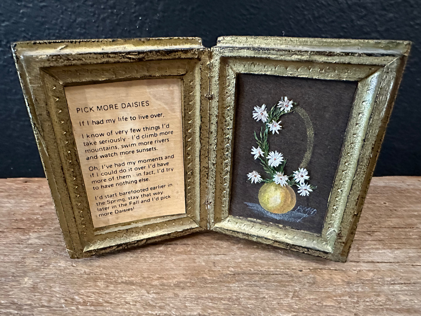 Framed Italian Art Titled “Pick More Daisies”