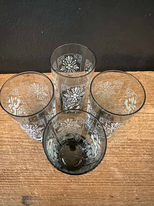 Vintage Libbey Peacock & Lace Glasses | Set Of 4