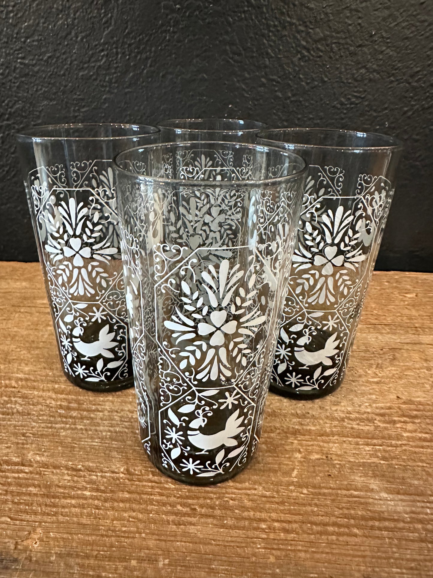Vintage Libbey Peacock & Lace Glasses | Set Of 4