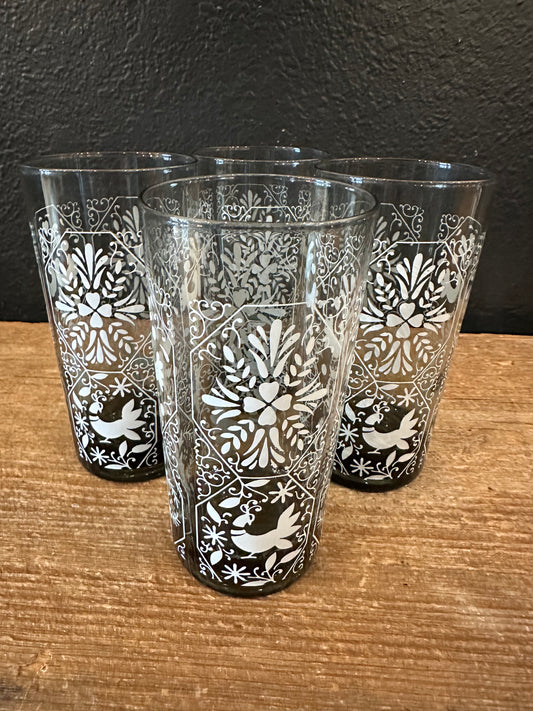 Vintage Libbey Peacock & Lace Glasses | Set Of 4