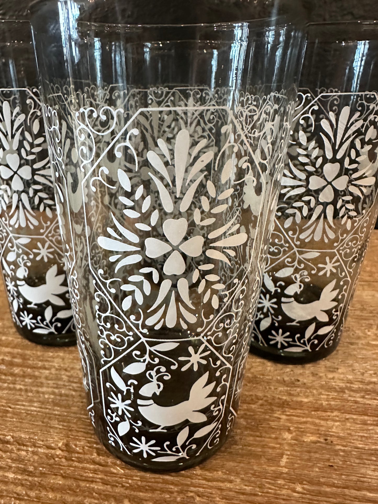 Vintage Libbey Peacock & Lace Glasses | Set Of 4