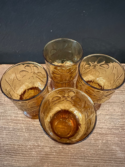 Vintage Amber Tumblers | Set of 4