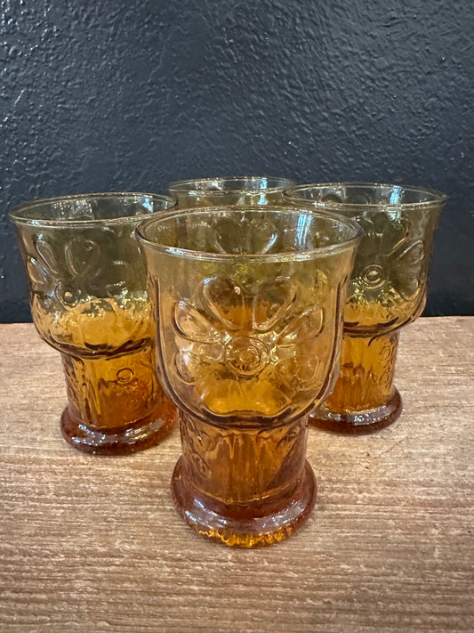 Vintage Amber Tumblers | Set of 4