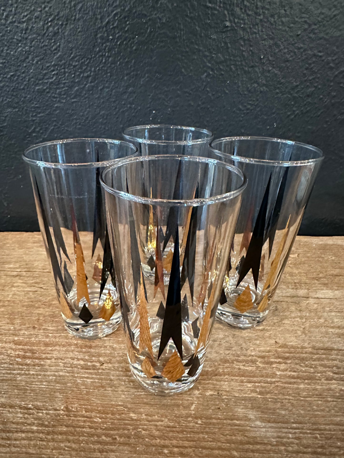 Vintage MCM ‘Golden Peaks’ Atomic Tumbler Glasses | Set of 4