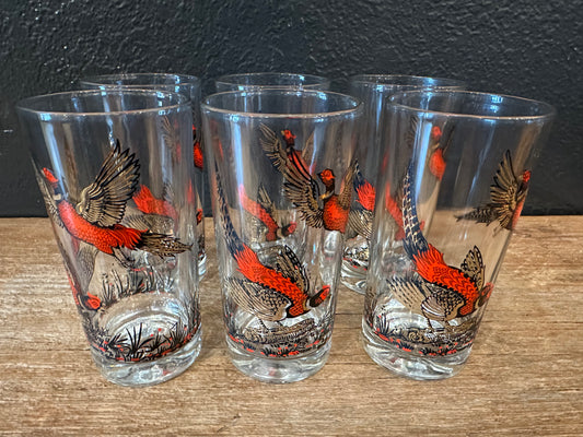 Hazel Atlas Ring Necked Pheasant Tumblers | Set of 6