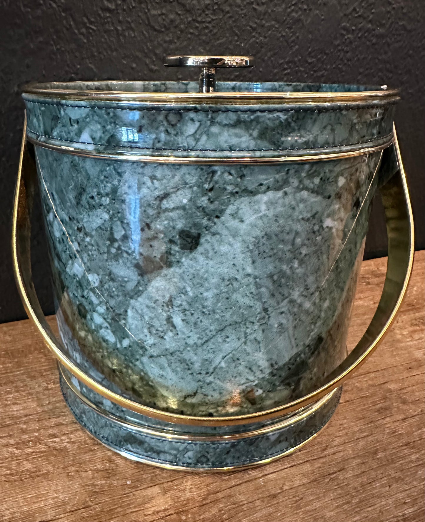 Vintage Ice Bucket | Faux Green Marble