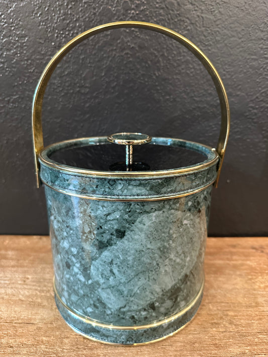 Vintage Ice Bucket | Faux Green Marble