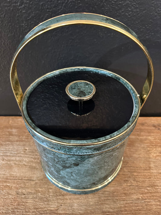 Vintage Ice Bucket | Faux Green Marble