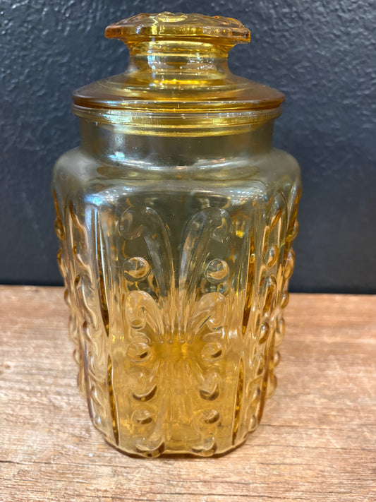 Vintage LE Smith Amber Atterbury Scroll Imperial Canister
