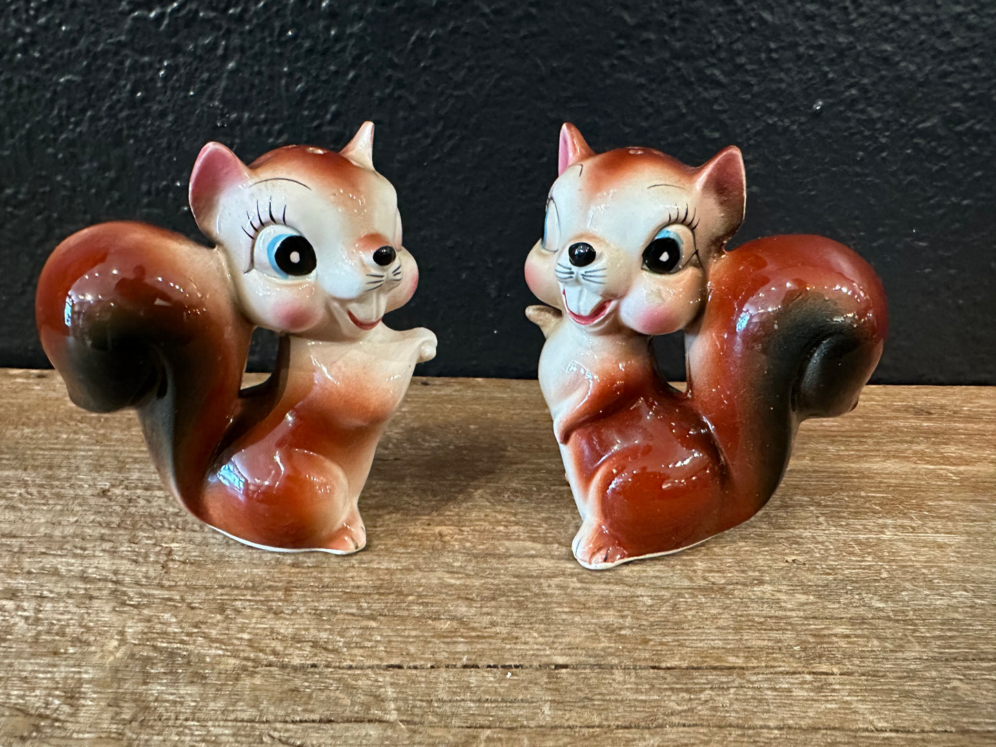 Vintage Smiling Squirrel Salt & Pepper Shakers