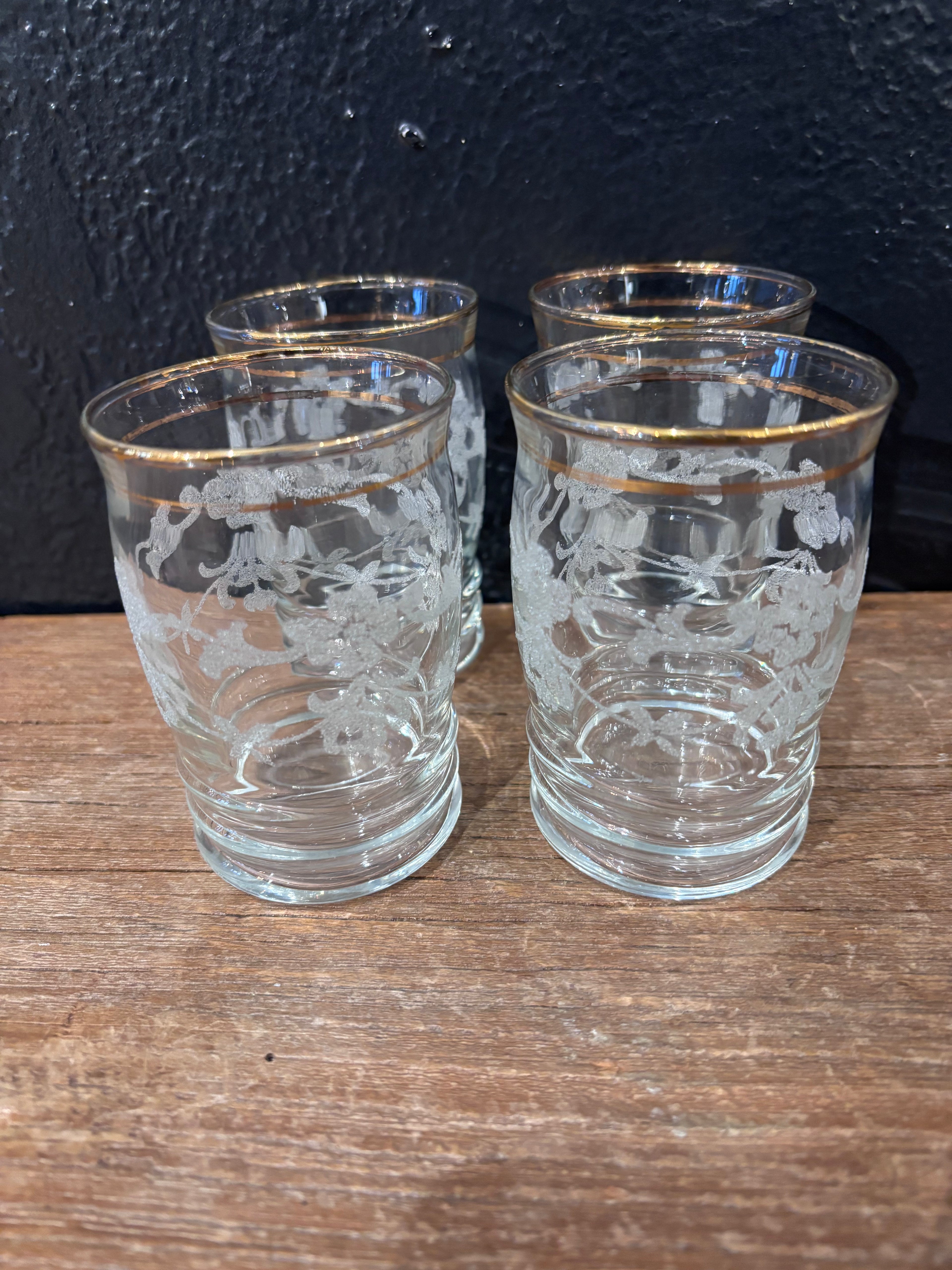 Libbey White Floral Glasses|Set of 4