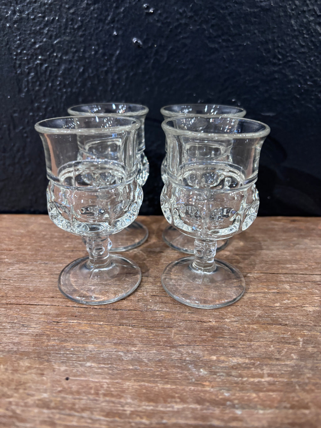 Indiana Glass Kings Crown Thumbprint Cordial Glasses|Set of 4