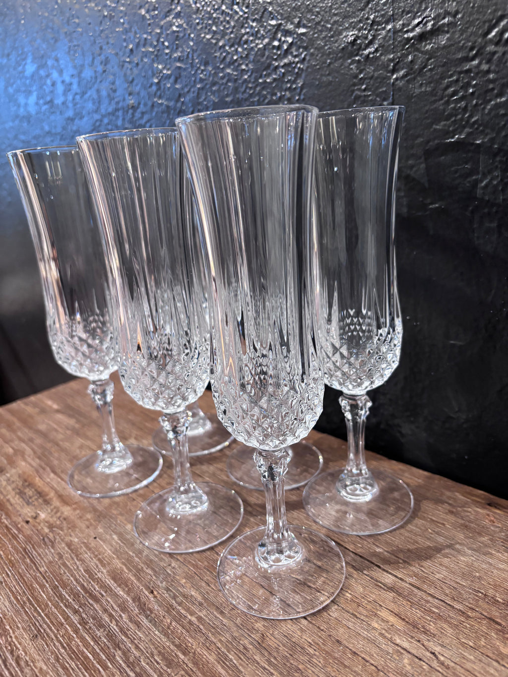 French Cut Glass Champagne Flutes|Set of 6