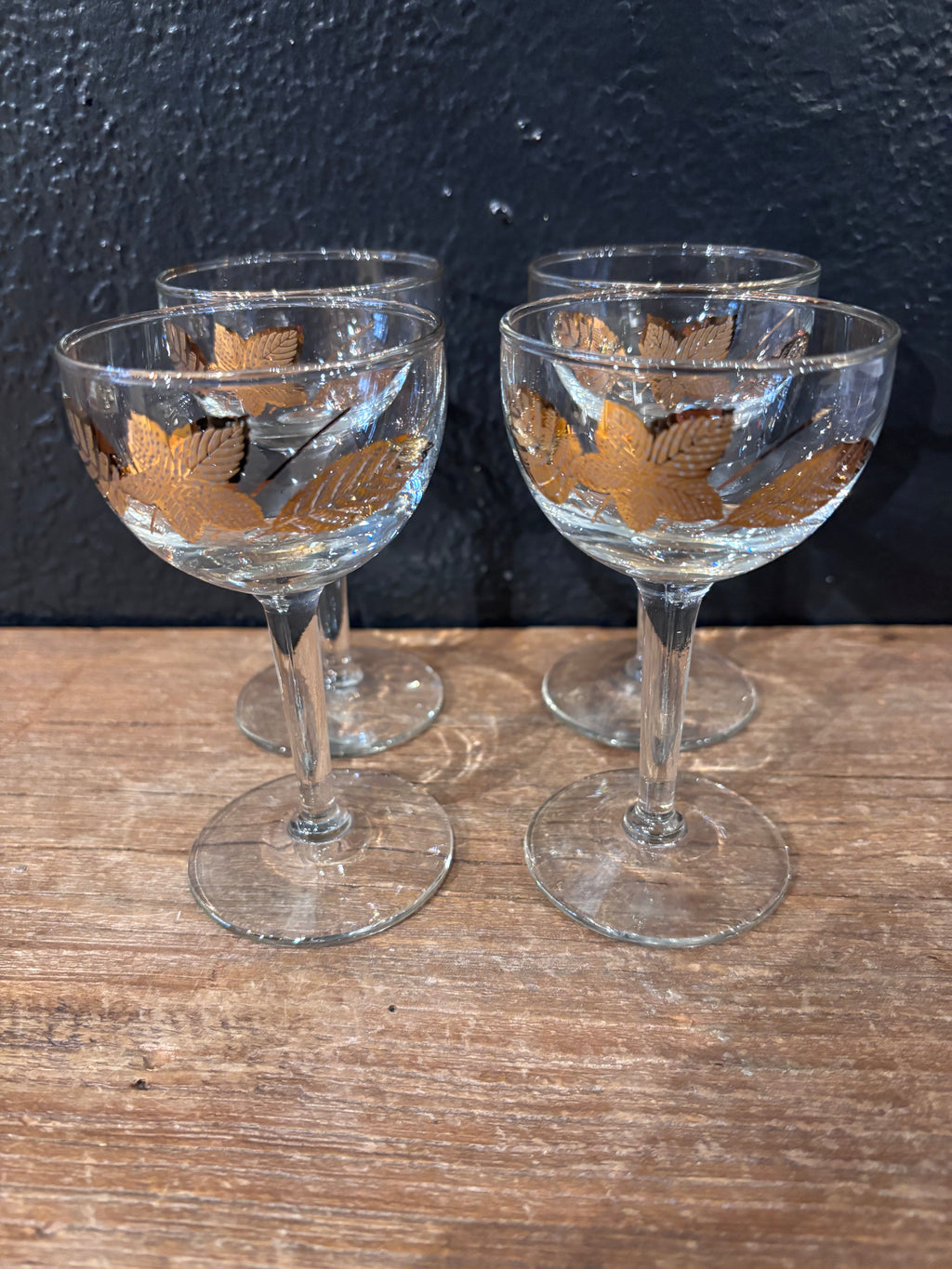 Libbey Gold Leaves Cordial Glasses|Set of 4