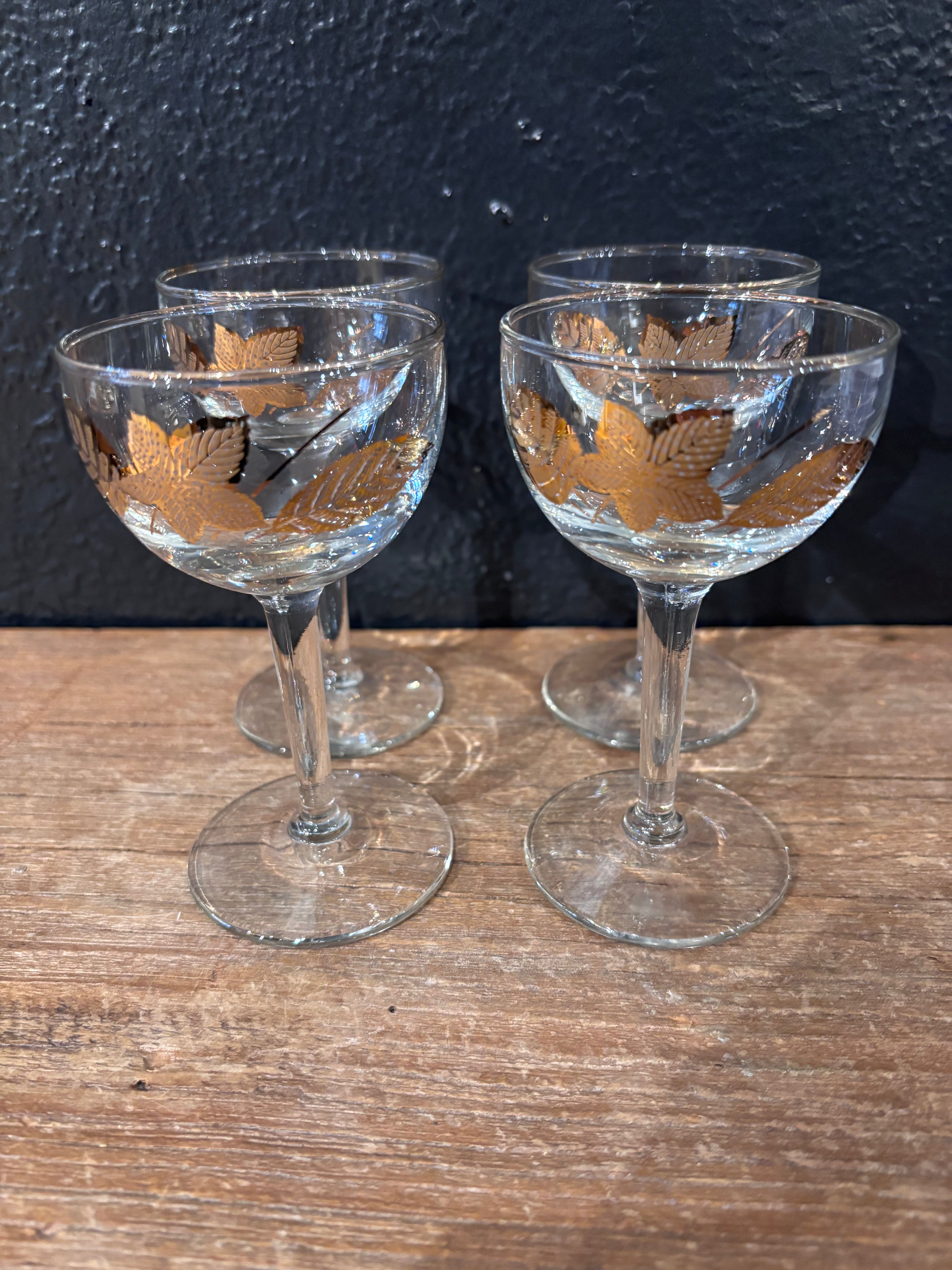 Libbey Gold Leaves Cordial Glasses|Set of 4