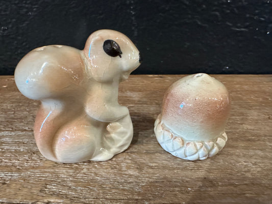 Vintage Squirrel and Pinecone Salt & Pepper Shakers