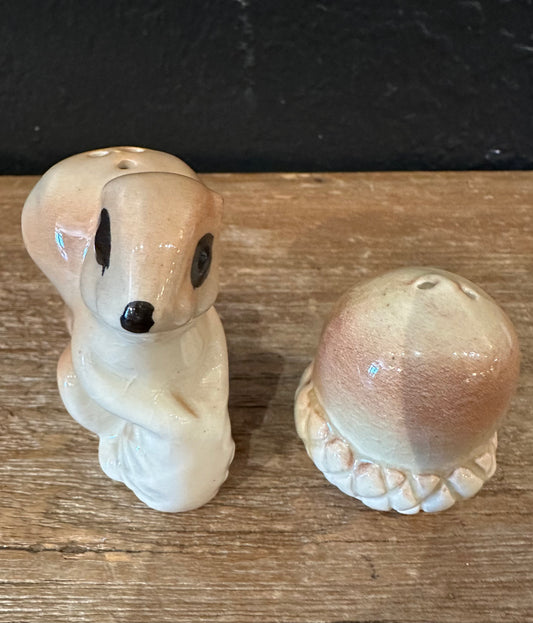 Vintage Squirrel and Pinecone Salt & Pepper Shakers