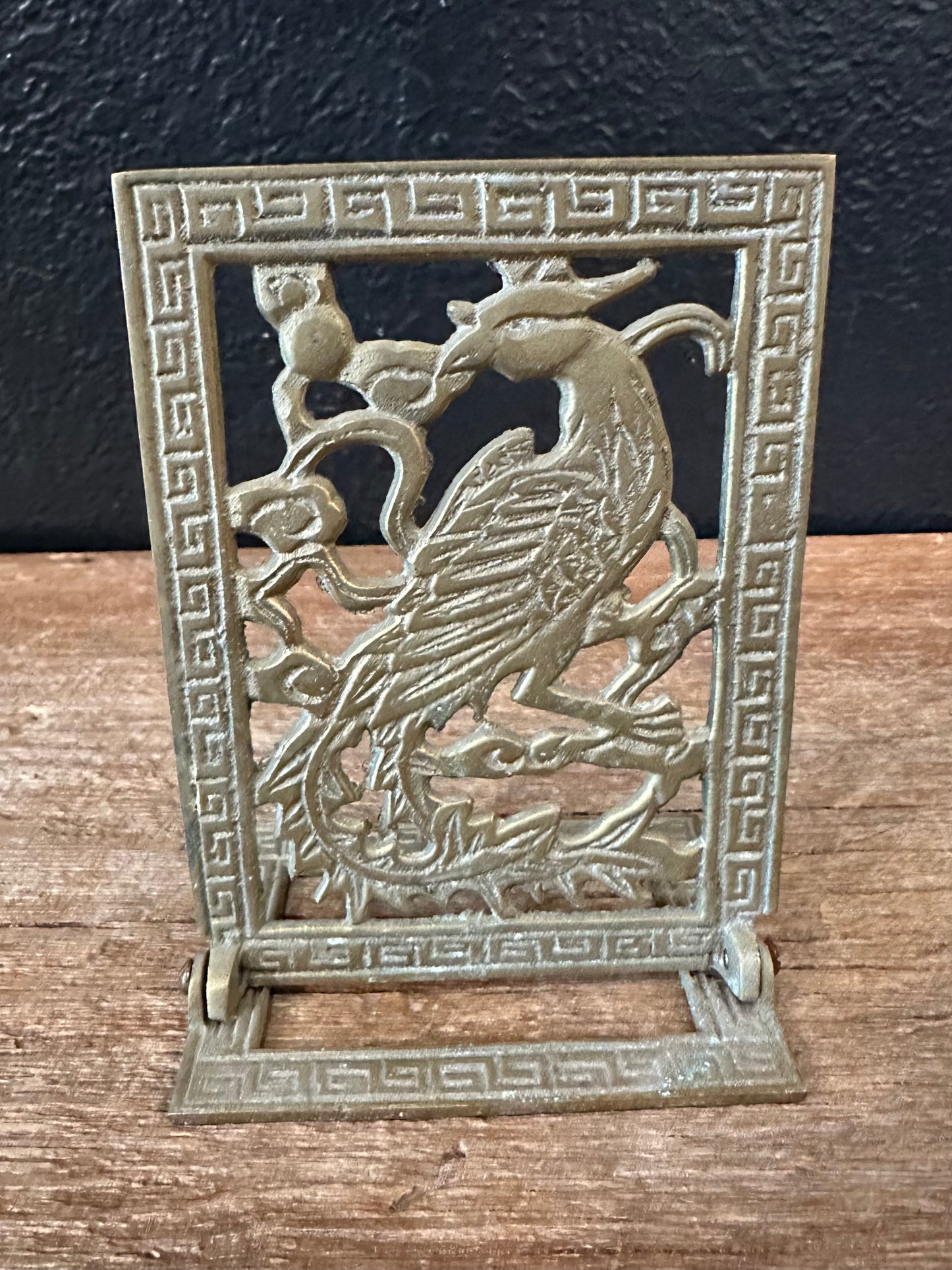 Vintage Brass Phoenix Bookend